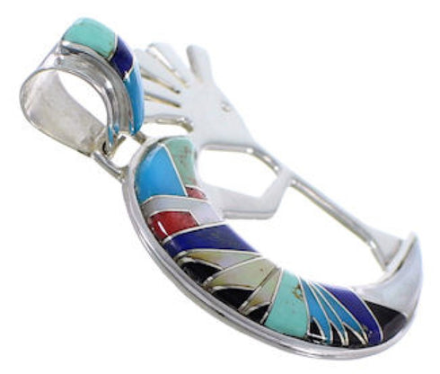 Multicolor Kokopelli Sterling Silver Pendant FX30824