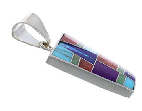 Multicolor Inlay Authentic Sterling Silver Pendant WX43070