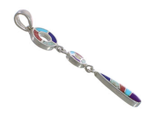 Multicolor Inlay Sterling Silver Slide Pendant WX43118