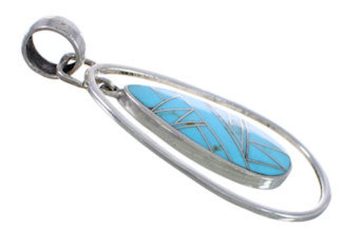 Authentic Sterling Silver Turquoise Inlay Pendant WX43231