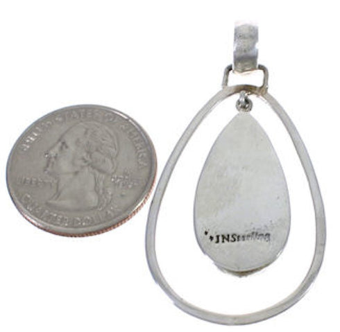 Authentic Sterling Silver Turquoise Inlay Pendant WX43231