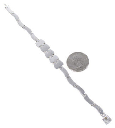 Southwest Sterling Silver Multicolor Inlay Link Bracelet FX27858