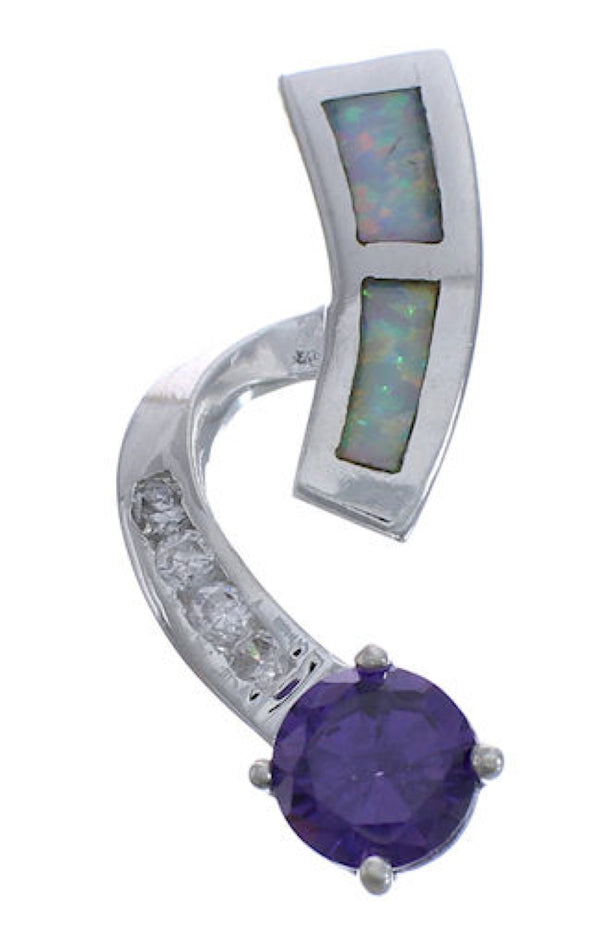 Opal And Amethyst Silver Pendant EX42734