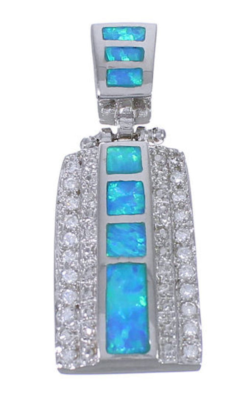 Southwest Blue Opal Cubic Zirconia Pendant EX42739