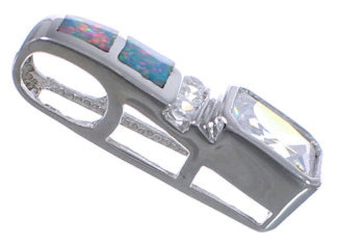 Fire Opal Inlay And Cubic Zirconia Pendant EX42755