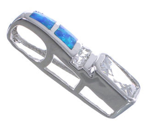 Blue Opal And Cubic Zirconia Southwest Pendant EX42756