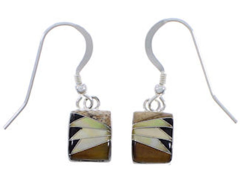 Southwestern Sterling Silver Multicolor Inlay Earrings FX32800