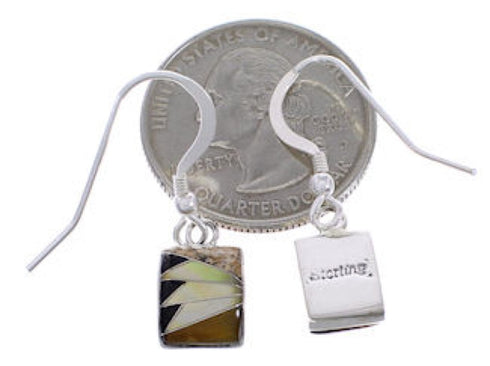 Southwestern Sterling Silver Multicolor Inlay Earrings FX32800