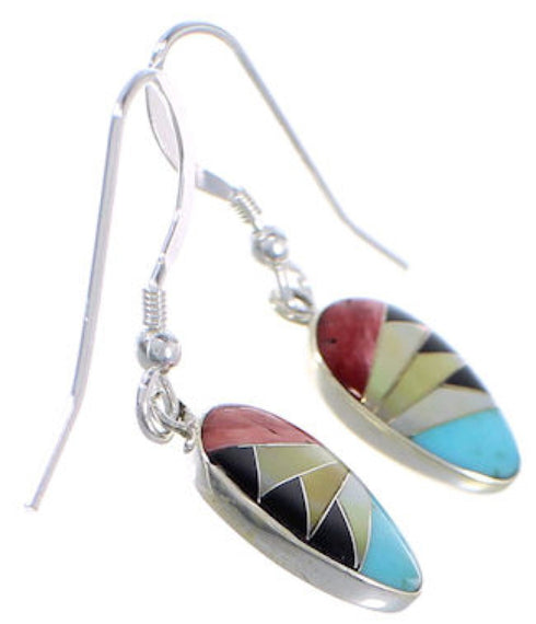 Multicolor Inlay Southwest Silver Earrings FX32823