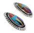 Multicolor Inlay Silver Southwest Post Earrings FX32852