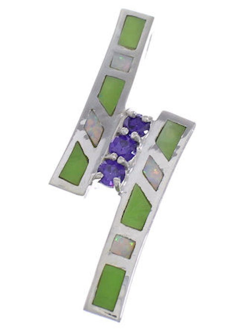 Southwest Sterling Silver Jewelry Multicolor Pendant PX43403