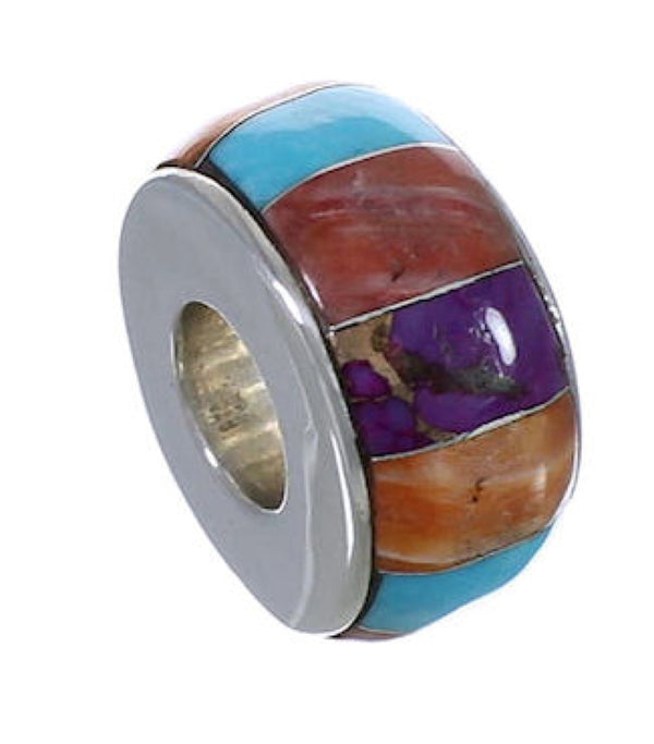 Southwestern Multicolor Inlay Sterling Silver Bead Pendant PX29200