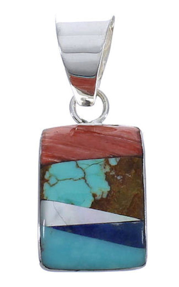 Southwest Sterling Silver And Multicolor Inlay Pendant PX29290