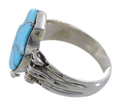 Genuine Sterling Silver And Turquoise Ring Size 8 EX51405