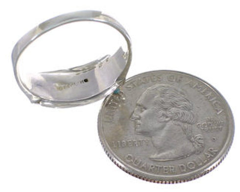 Southwest Turquoise Inlay Silver Ring Size 8-1/2 EX51422