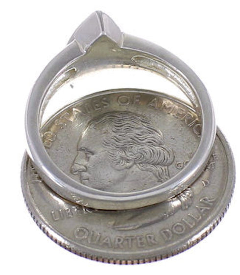 Jade Southwest Sterling Silver Ring Size 7-3/4 EX51427