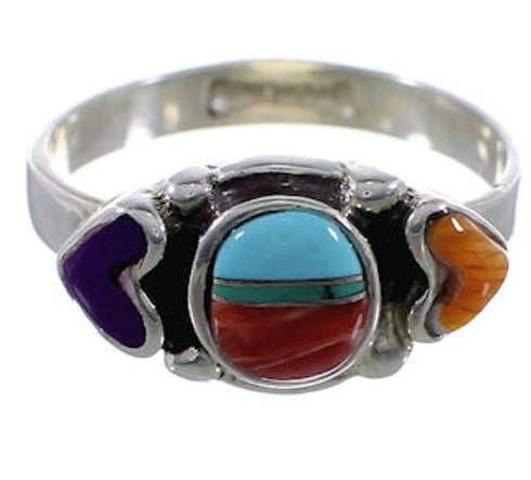 Multicolor Sterling Silver Heart Ring Size 7-3/4 EX51452