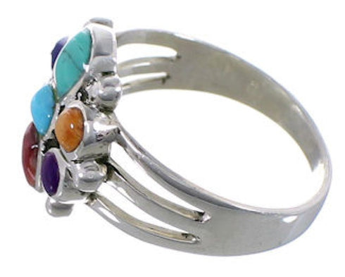 Multicolor Inlay And Sterling Silver Ring Size 6-3/4 EX51462