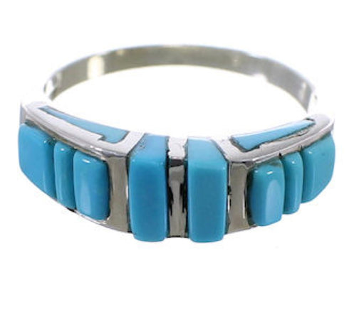 Turquoise And Genuine Sterling Silver Ring Size 8-3/4 EX51481