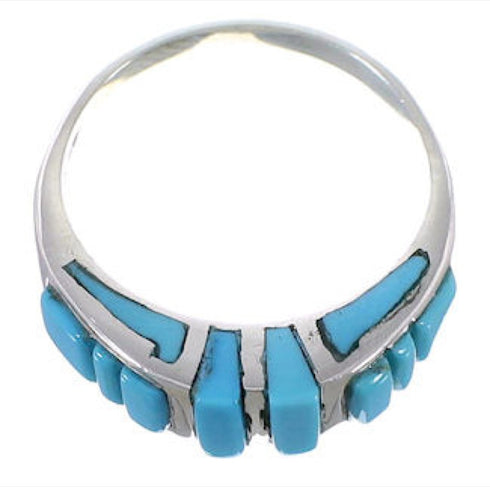 Turquoise And Genuine Sterling Silver Ring Size 8-3/4 EX51481