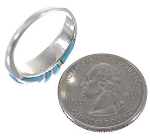 Turquoise And Genuine Sterling Silver Ring Size 8-3/4 EX51481