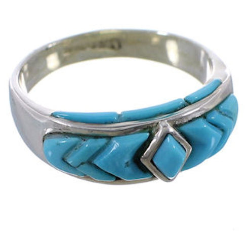 Sterling Silver Turquoise Inlay Ring Size 5-3/4 EX51484