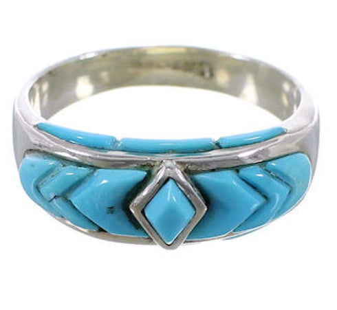 Sterling Silver Turquoise Inlay Ring Size 5-3/4 EX51484