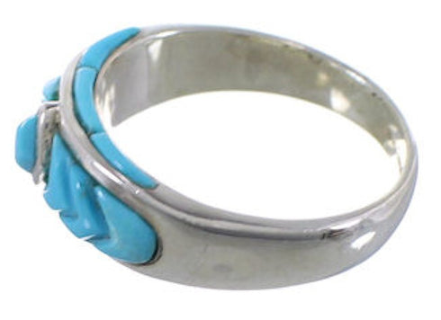 Sterling Silver Turquoise Inlay Ring Size 5-3/4 EX51484