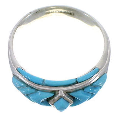 Sterling Silver Turquoise Inlay Ring Size 5-3/4 EX51484