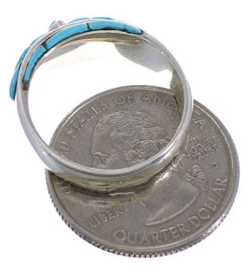 Sterling Silver Turquoise Inlay Ring Size 5-3/4 EX51484