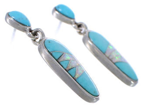 Turquoise And Opal Jewelry Post Dangle Earrings PX30006