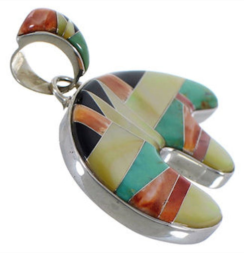 Turquoise And Multicolor Silver Bear Whiterock Sunset Pendant AS33310