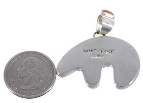 Turquoise And Multicolor Silver Bear Whiterock Sunset Pendant AS33310