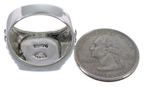 Southwestern Sterling Silver Multicolor Inlay Ring Size 9-1/4 AX37317