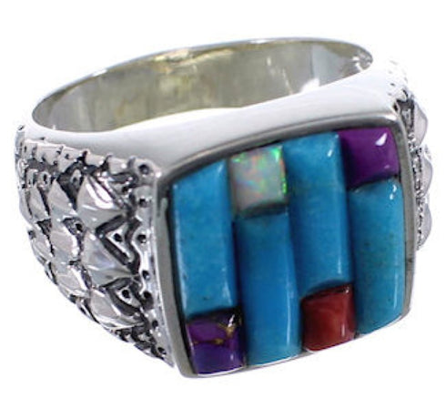 Sterling Silver Turquoise And Multicolor Ring Size 11-3/4 AX37321