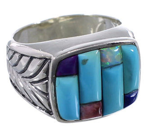 Southwest Jewelry Turquoise Opal Multicolor Ring Size 11-1/2 AX37396