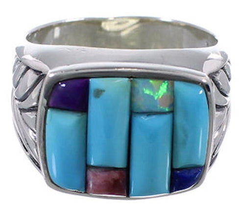 Southwest Jewelry Turquoise Opal Multicolor Ring Size 11-1/2 AX37396
