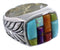Southwest Sterling Silver Multicolor Ring Size 8-3/4 AX37424