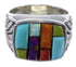 Southwest Sterling Silver Multicolor Ring Size 8-3/4 AX37424