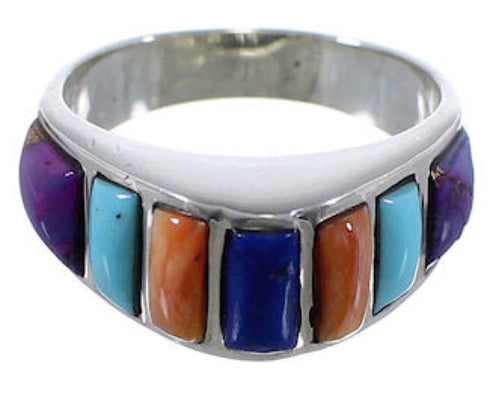 Lapis Multicolor Sterling Silver Jewelry Ring Size 5-3/4 AX37431
