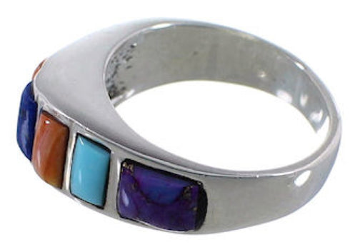 Lapis Multicolor Sterling Silver Jewelry Ring Size 5-3/4 AX37431