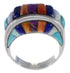 Multicolor Inlay Jewelry Sterling Silver Ring Size 8-1/2 AX37453
