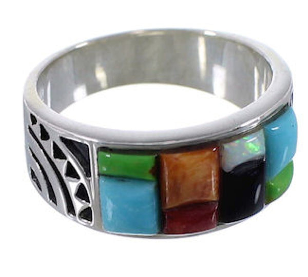 Multicolor Sterling Silver Jewelry Southwest Ring Size 6-3/4 AX37590