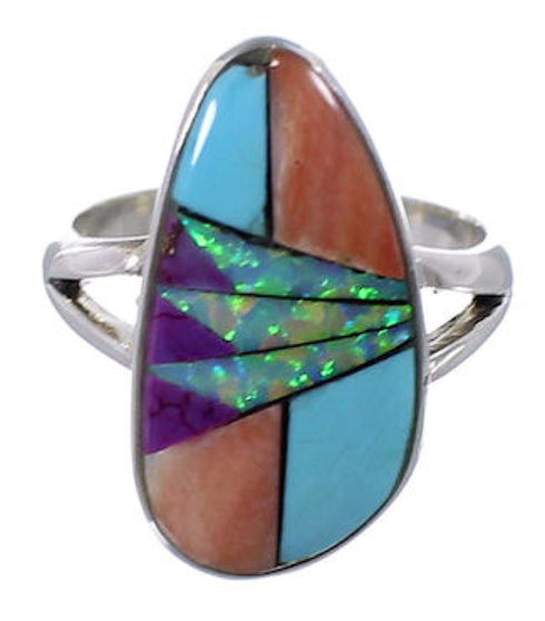 Multicolor Jewelry Silver Southwestern Ring Size 5-3/4 AX37578