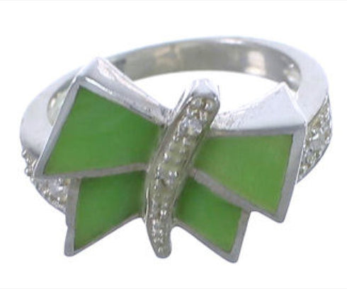Sterling Silver Jade Dragonfly Southwest Ring Size 6-1/4 WX38779