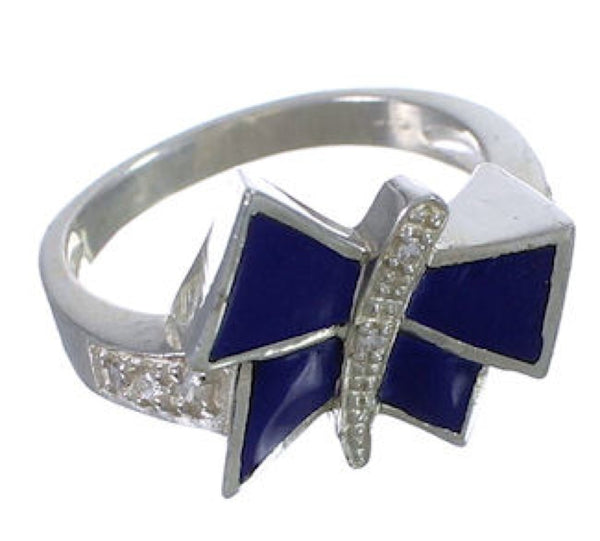 Sterling Silver Dragonfly Lapis Ring Size 6-3/4 WX38789