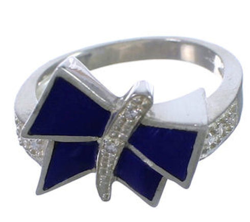 Sterling Silver Dragonfly Lapis Ring Size 6-3/4 WX38789