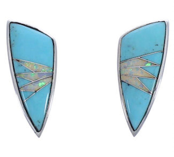 Sterling Silver Southwest Turquoise Opal Post Earrings FX32093