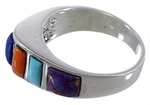 Authentic Sterling Silver Multicolor Inlay Ring Size 6-3/4 TX38276