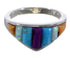 Southwest Inlay Sterling Silver Multicolor Ring Size 5-3/4 TX38322
